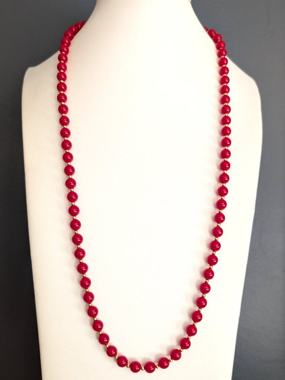 Vintage Monet red and gold beaded necklace